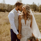 Romantic Mermaid Spaghetti Strap White Lace Long Wedding Dress SH5954
