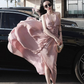 Simple White A Line V Neck Chiffon Open Back Long Prom Dress Date Dress SH4677