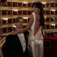 Elegant Sheath Champagne Satin Open Back Prom Dress Evening Dress with Slit SH2149