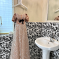 Princess A Line Puff Sequin Velvet Tulle 18th Birthday Dress Prom Dress SH3846