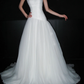 Classic A Line Strapless White Tulle Long Wedding Dress SH5958