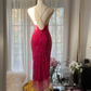 Sexy Sheath Spaghetti Strap Beaded Red Chiffon Short Homecoming Dress Birthday Dress SH2939