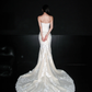 Elegant Sheath Sweetheart Neck White Lace Long Wedding Dress SH6675