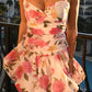 Cute A Line Sweetheart Pink Floral Printed Short Homecoming Dress SH7948