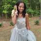 Pretty A Line Strapless Appliques Grey Tulle Long Prom Dress Evening Dress SH2200