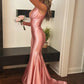 Stylish Mermaid V Neck Pink Long Party Dress with Sweep Train SH8318