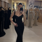 Sexy Mermaid Spaghetti Straps Beaded Satin Long Prom Dress Evening Dress SH4796