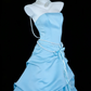 Cute Blue A Line Strapless Pleated Satin Long Graduation Prom Dress SH5287