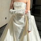 Stunning Ball Gown Strapless Exquisite Beaded White Satin Wedding Dress SH5278