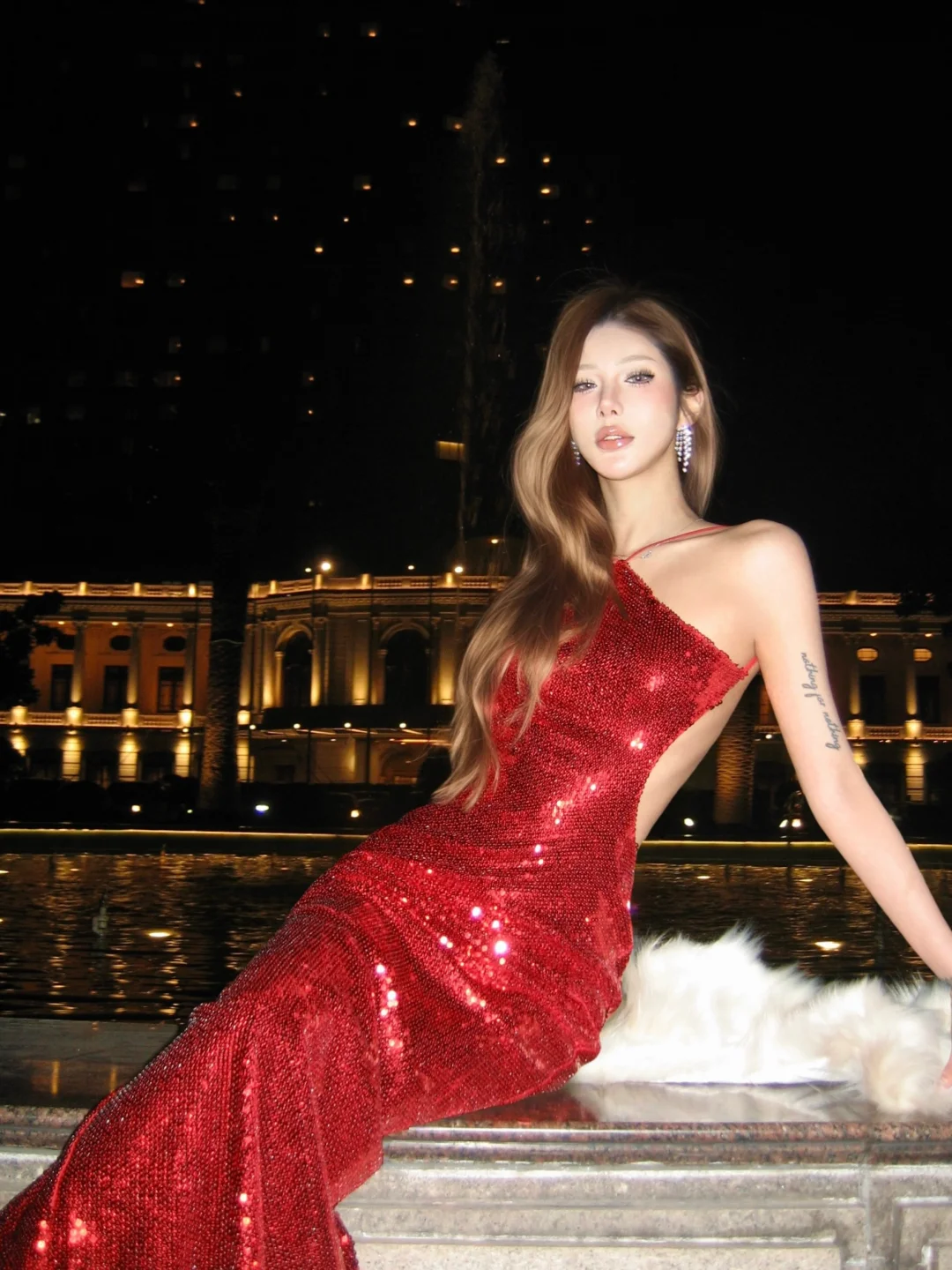 Sexy Red Sheath Halter Sequin Open Back Prom Dress Party Dresses SH4598