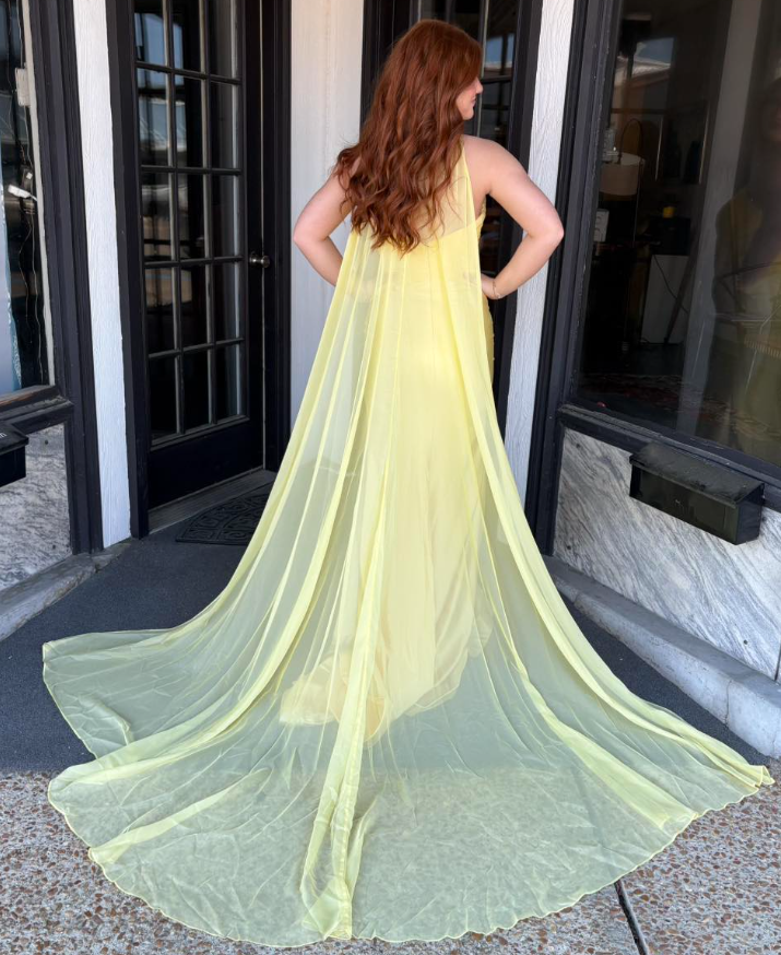 Pretty Yellow Mermaid Sweetheart Neck Rhinestone Satin Prom Dress Party Evening Dress SH7238