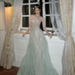 Stunning Green A Line Sweetheart Neck Corset Sequin Tulle Prom Dress Evening Dress SH4207
