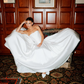 Simple A Line Strapless Corset White Satin Long Wedding Dress SH8255