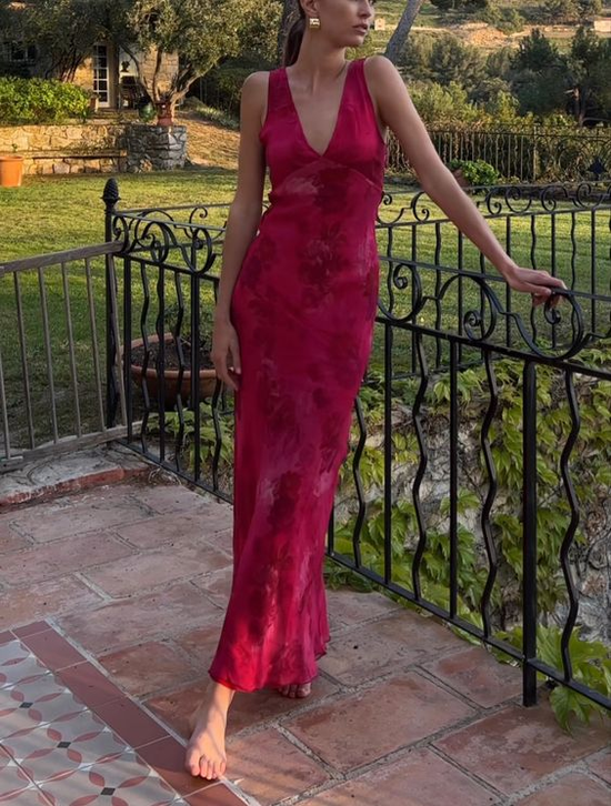 Classy Deep V Satin Beaded Party Dress Lilac Formal Prom Evening Dress Y8177 main image 0