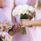 Simple Pink Sheath Strapless Satin Long Bridesmaid Dress SH6308
