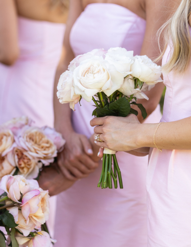 Simple Pink Sheath Strapless Satin Long Bridesmaid Dress SH6308