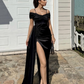 Apricot Sheath Spaghetti Strap Satin Prom Dress Wedding Guest Dress SH4747