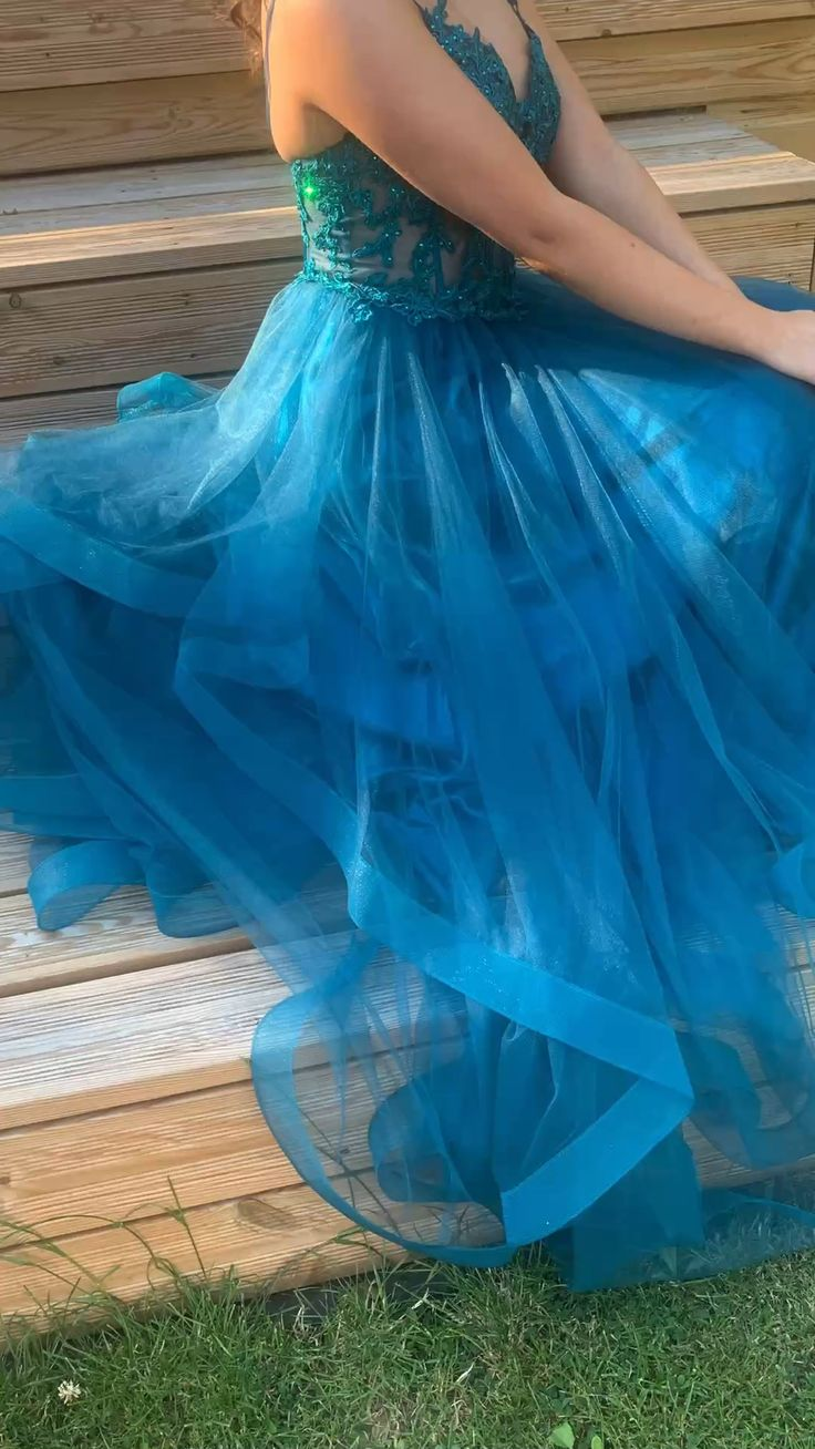 Beautiful Applique Tulle Prom Dress Elegant Evening Dress SH897
