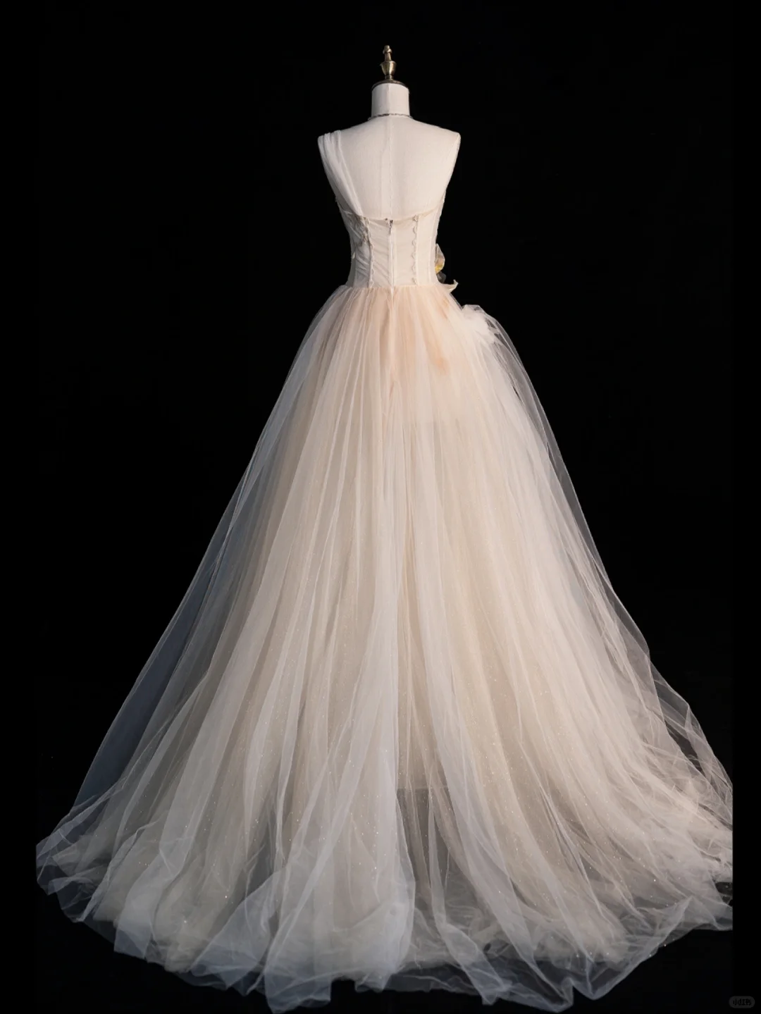 Gentle A Line One Shoulder Flower Tulle Long Party Dress Evening Dress SH2813