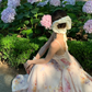 Gentle Pink A Line Spaghetti Strap Print Floral Satin Prom Dress Party Dresses SH4599