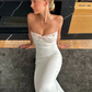 2025 New Simple Sheath Sweetheart Neck Lace Satin Long Prom Dress Evening Dress SH1143