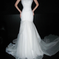 Unique Mermaid Sweetheart Neck White Organza Long Wedding Dress SH6670