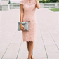 Gentle Pink Sheath Lace Knee Length Mother of the Bride Dress Outfits P01785