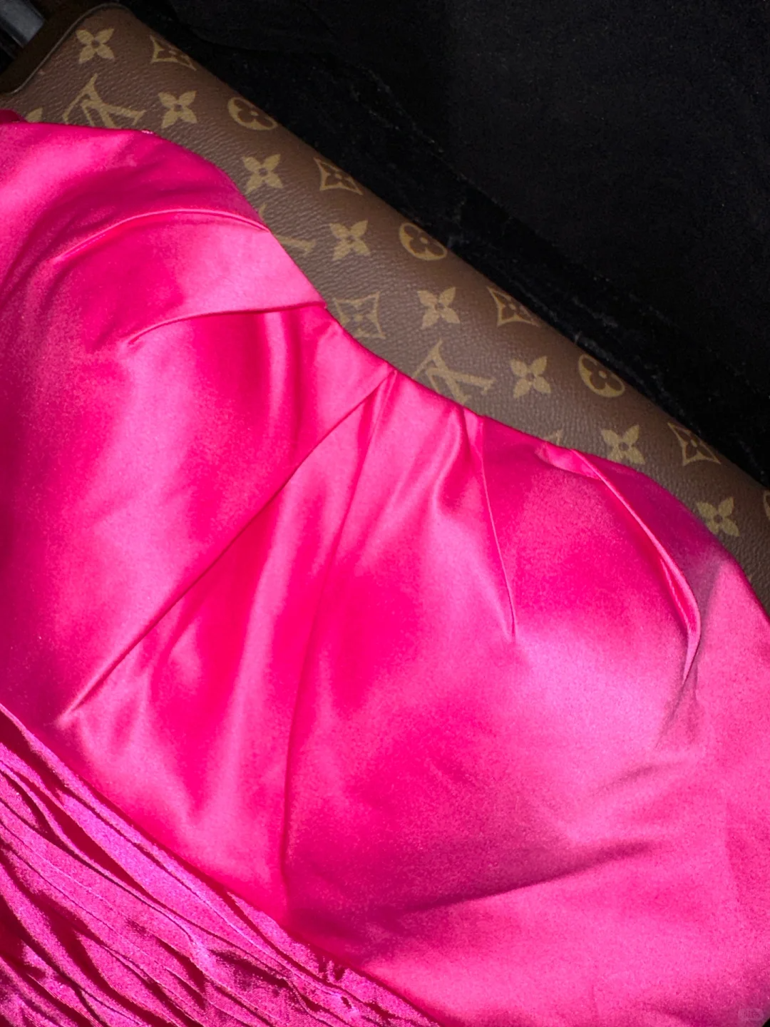 Barbie Pink A Line Strapless Satin Long Party Dress Evening Dress with Bow SH3137