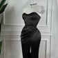 Sexy Burgundy Sheath Sweetheart Neck Satin Knee Lenght Prom Dress Cocktail Dress SH4346