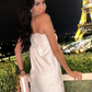 Camellia A Line Spaghetti Strap White Sequin Short Homecoming Dress Cocktail Dress SH3906