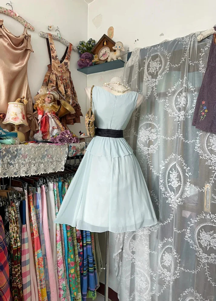 Vintage A Line Mint Green Chiffon Short Cocktail Homecoming Dresses Ideas Hoco Outfits SH6416