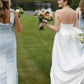 Mermaid Straps Bows Pleats Satin Sleeveless Long Bridesmaid Dress with Slit SH6291