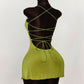 Backless Sexy Green Sheath Satin Short Homecoming Dress Mini Dress SH8015