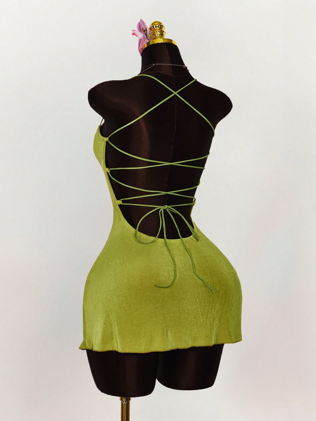 Backless Sexy Green Sheath Satin Short Homecoming Dress Mini Dress SH8015