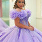 Charming Ball Gown Off-The-Shoulder Appliques Purple Tulle Sweet 16 Dress, Quinceanera Dress SH2638