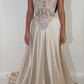 Elegant A Line Strapless Lace Satin Long Prom Dress Evening Dress SH2554