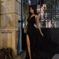 Shiny A Line Straps Dark Purple Sequin Prom Dress with Slit SH5518