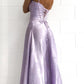 Lavender A Line Spaghetti Straps Satin Long Prom Dress Evening Dress SH1816
