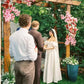 Cute A Line Puff Sleeve White Satin Long Prom Dress Wedding Dress SH7548
