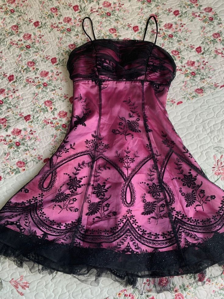 Vintage Pink Spaghetti Straps Tulle A Line Short 18th Birthday Outfits Formal Homecoming Dress Y9326 main image 0