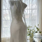 Elegant Mermaid Spaghetti Strap Beaded White Chiffon Prom Dress Graduation Prom Dress SH2560