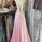 Unique A Line Halter Beaded Pink Ombre Satin Prom Dress Graduation Prom Dress SH2619