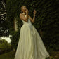 Simple Retro A Line Spaghetti Strap Satin Long Wedding Dress SH5951