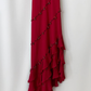 Vintage Burgundy Floral Beaded Ruffles Chiffon Prom Dress Evening Party Gowns SH3536