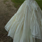 Princess A Line Long Sleeve Tiered Ivory Satin Long Party Dress Evening Dress SH2860