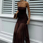 Brown Mermaid Strapless Chiffon Long Prom Dress Evening Dress SH7193