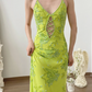 Vintage Halter Green Beaded Chiffon Open Back Long Prom Dress Formal Dress SH3865