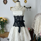 Cute A Line Strapless Bow Black White Lace Short Homecoming Dress Cocktail Dress SH3002