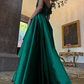 Gentle Green A Line One Shoulder Satin Long Prom Dress Evening Dress SH2502