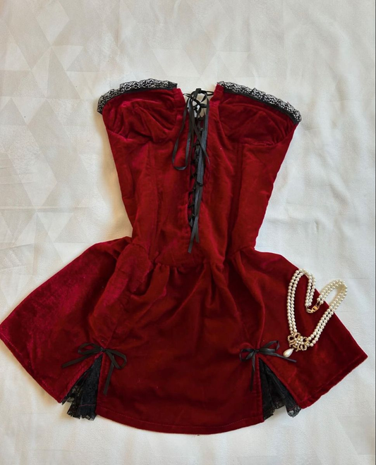 Cute A Line Strapless Black Lace Burgundy Velvet Short Prom Dress Homecoming Dress SH8001